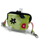 green flower pouch with clip